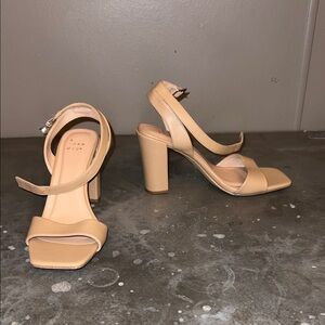 A New Day Women's Beige Block Heel Sandals